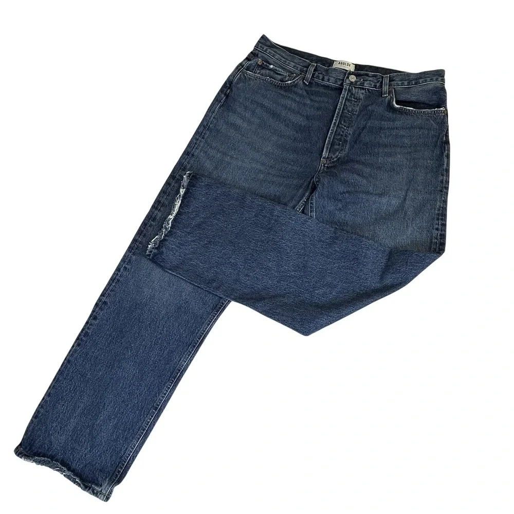 AGOLDE 90's Pinch Waist High Rise Straight Jeans In Range Wash - Size 33 - Picture 4 of 9